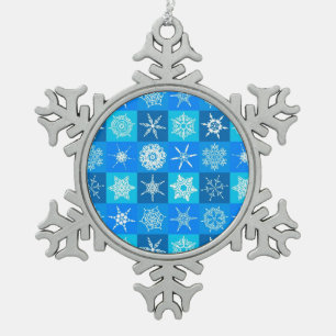Muster für blaue Schneeflocken Zinn-Ornament