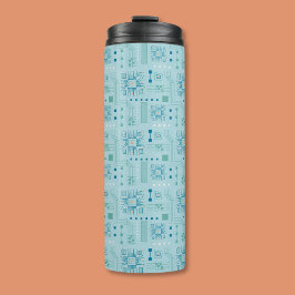 Muster für blaue und Aquamarine Schaltkreise Thermosbecher
