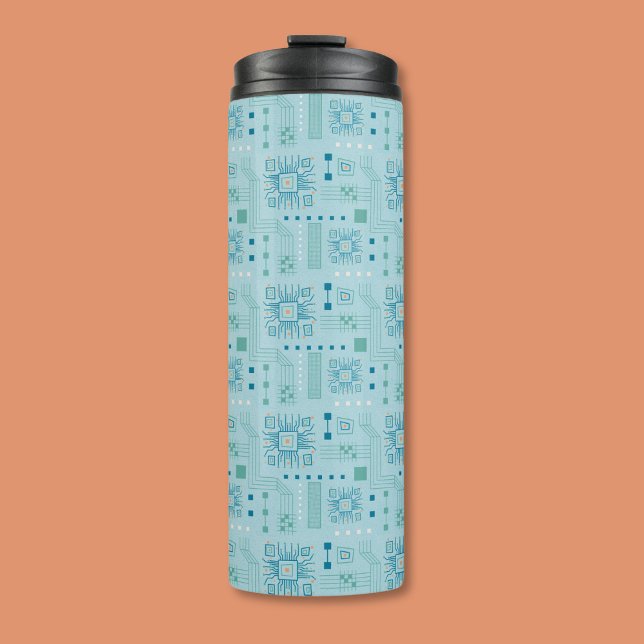 Muster für blaue und Aquamarine Schaltkreise Thermosbecher (Von Creator hochgeladen)