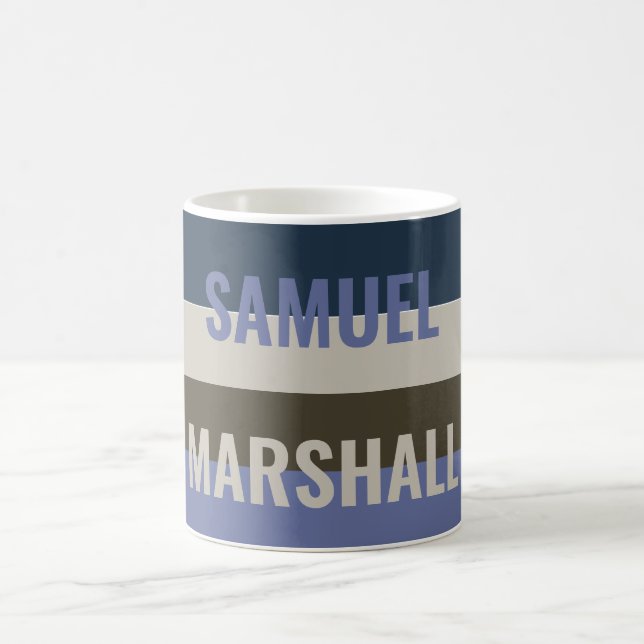 Muster für blaue und braune Streifen Kaffeetasse (Mittel)