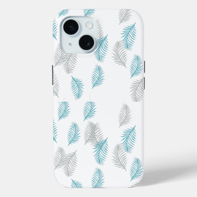 Muster für blaue und graue Blätter Case-Mate iPhone Hülle (Rückseite)