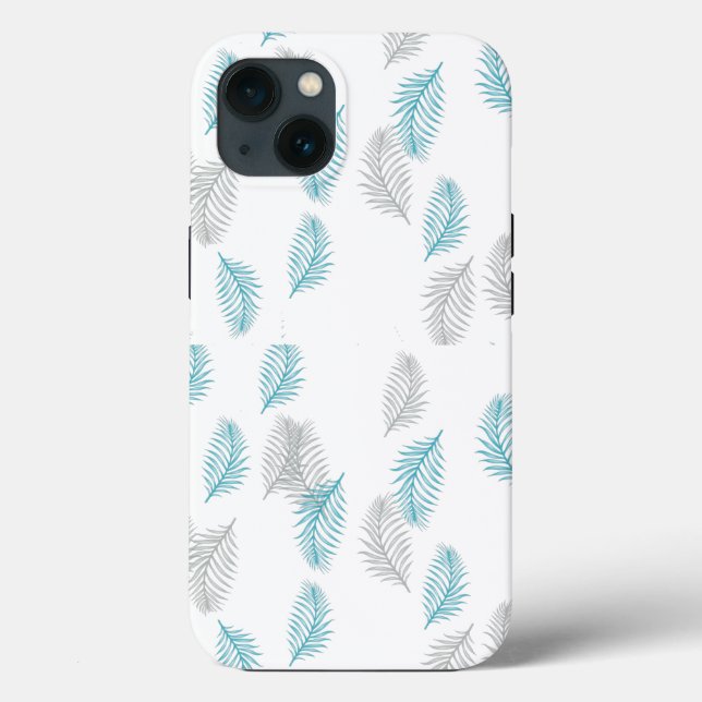 Muster für blaue und graue Blätter Case-Mate iPhone Hülle (Rückseite)