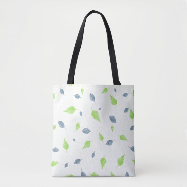 Muster für blaue und grüne Blätter Tasche (Vorderseite)