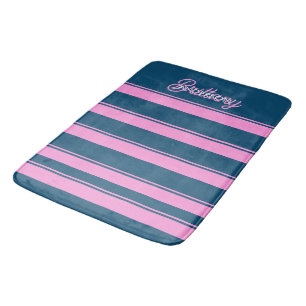 Muster für blaue und rosa Streifen Personalisiert Badematte