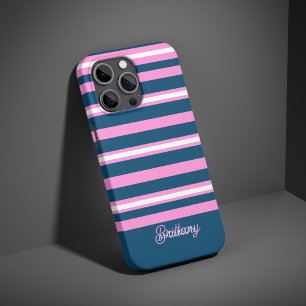 Muster für blaue und rosa Streifen Personalisiert iPhone 16 Pro Hülle