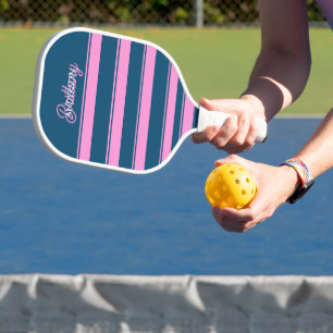 Muster für blaue und rosa Streifen Personalisiert Pickleball Schläger