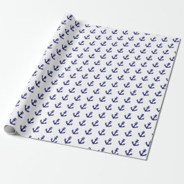 Muster für blaue und weiße Anker der Nautischen Ma Geschenkpapier