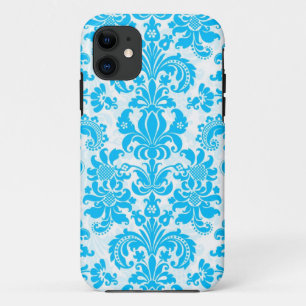 Muster für blaue und weiße, florale Damaskus iPhone 11 Hülle