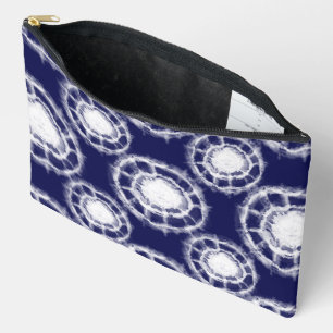 Muster für blaue und weiße Shibori-Kreise Zubehörtasche