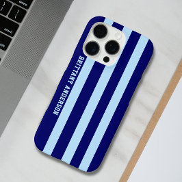 Muster für blaue und weiße Streifen Personalisiert iPhone 16 Pro Hülle