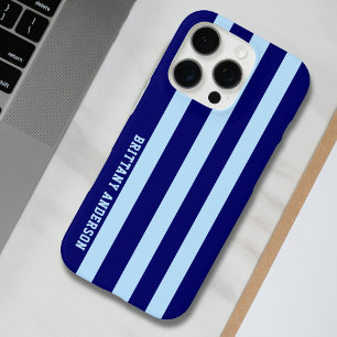 Muster für blaue und weiße Streifen Personalisiert iPhone 16 Pro Hülle