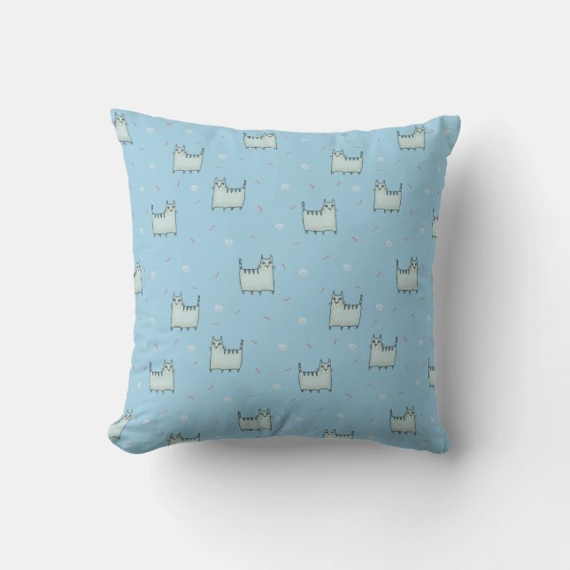 Muster für blauer und grauer weißer Katze Kissen (Vorderseite)