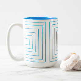Muster für blaues geometrisches Quadrat Zweifarbige Tasse