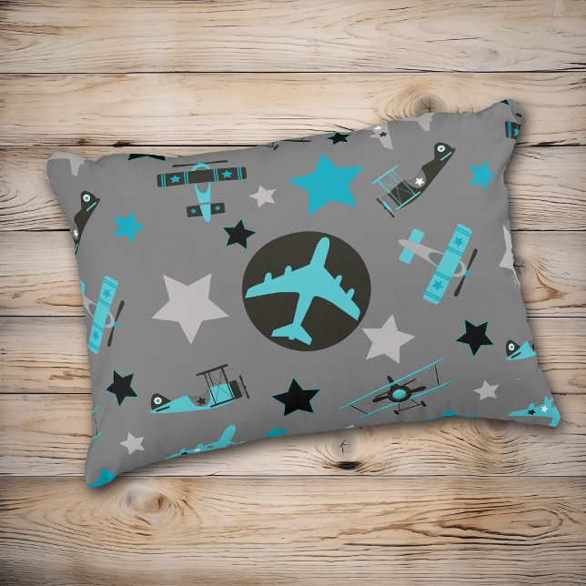 Muster für blaugraue Flugzeuge Dekokissen (Von Creator hochgeladen)
