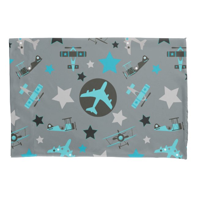 Muster für blaugraue Flugzeuge Kissenbezug (Vorderseite)