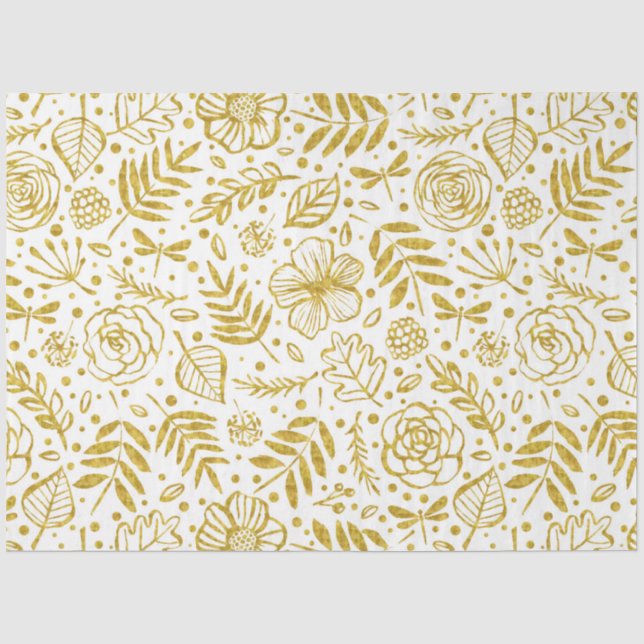 Muster für Blume aus Gold und Weiß Seidenpapier (Vorderseite)