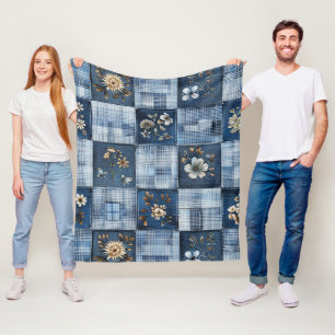 Muster für Blumenmuster Boho Denim Fleecedecke