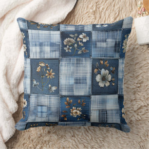 Muster für Blumenmuster Boho Denim Kissen