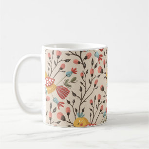 Muster für Bohemische Vögel und Blume - naturwisse Kaffeetasse