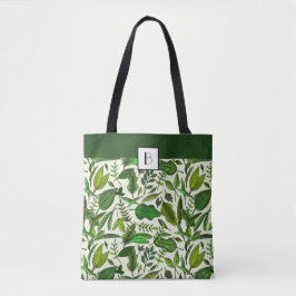 Muster für botanisch-grüne Blätter in Monogramm Tasche