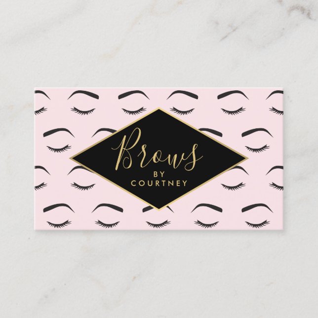 Muster für Bräune und Lashes Rosa/Schwarz/Gold Visitenkarte (Vorderseite)