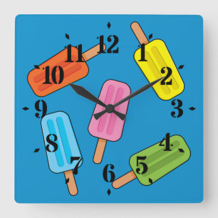 Muster für bunte Popsicles Quadratische Wanduhr