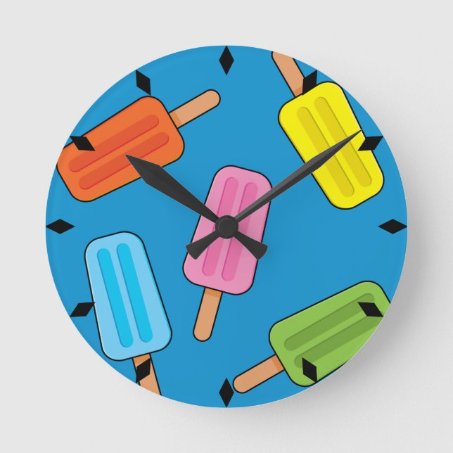 Muster für bunte Popsicles Runde Wanduhr (Vorderseite)