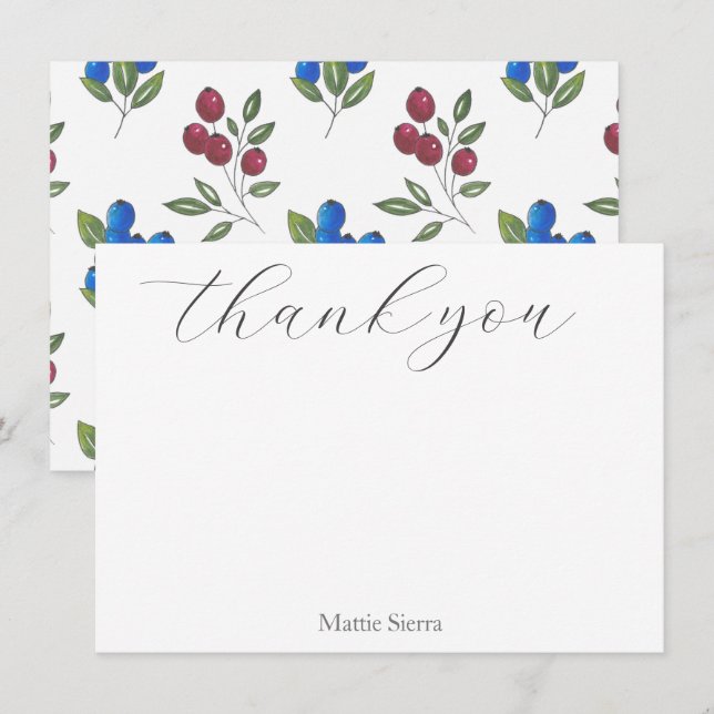 Muster für Burgundy & Blueberries Dankeskarte (Vorne/Hinten)