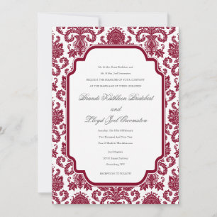 Muster für Burgundy Wedding Damask Einladung