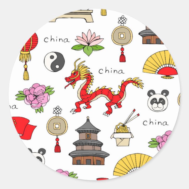 Muster für Chinen Runder Aufkleber (Vorderseite)