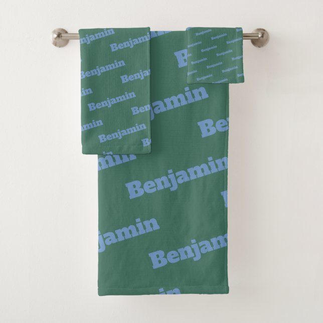 Muster für coole grüne und blaue Personalisierte B Badhandtuch Set (Insitu)