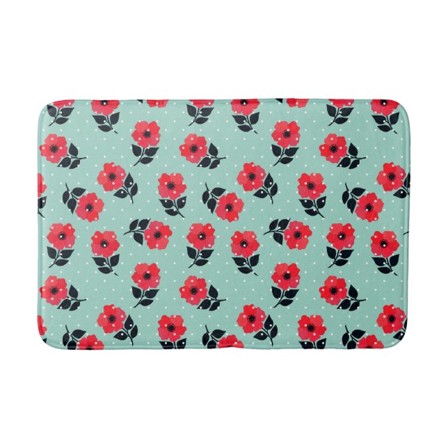 Muster für coole rote Blume Badematte (Vorderseite)