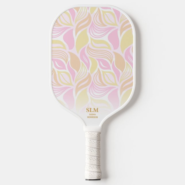 Muster für das Muster des rosa, botanischen Leaf,  Pickleball Schläger (Vorderseite)
