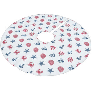 Muster für das Symbol Rot-Weiß-Blau-Meer Polyester Weihnachtsbaumdecke