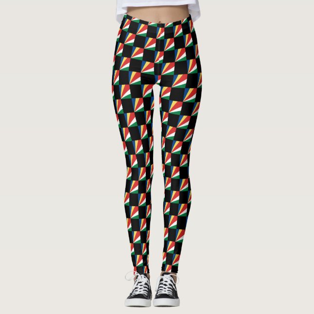 Muster für das überprüfte Seychellen-Flag Leggings (Vorderseite)