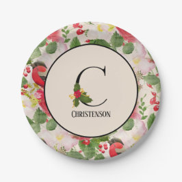 Muster für den Blumenurlaub Monogramm Initial C Pappteller