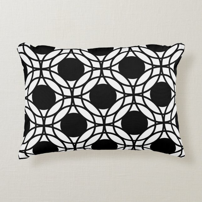 Muster für den geometrischen Kreis Schwarz/Weiß Dekokissen (Vorderseite)