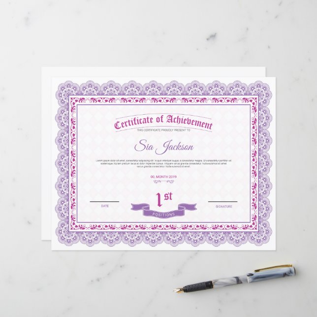 Muster für die berufliche Bescheinigung der Erfüll (Vorderseite/Rückseite Beispiel)