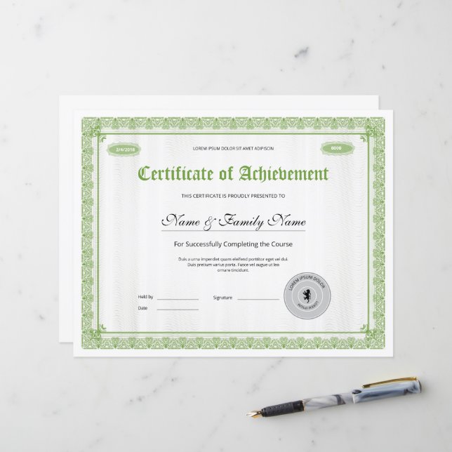 Muster für die berufliche Bescheinigung der Erfüll (Vorderseite/Rückseite Beispiel)