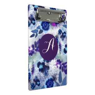 Muster für die Blauen violetten Blütenmuster Mini Klemmbrett