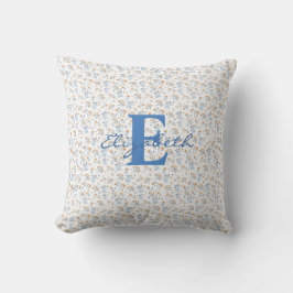 Muster für die Boho-Wildblume in weißem Monogramm Kissen