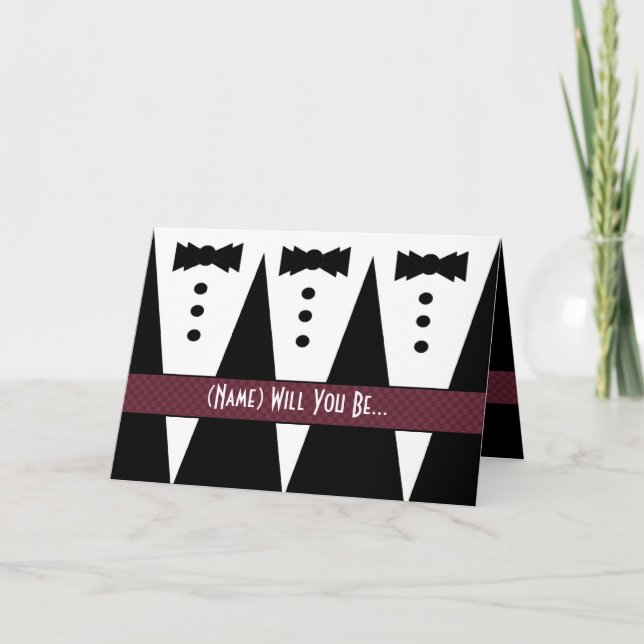 Muster für die Einladung von GROOMSWOMAN 3 Tuxedos (Vorderseite)