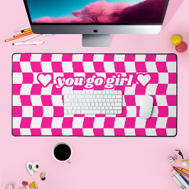 Muster für die Girl Hot Pink White Checkerboard -  Schreibtischunterlage