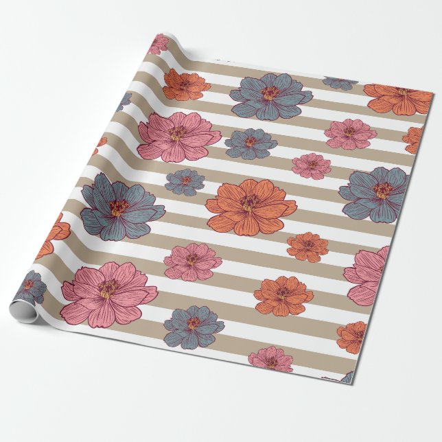 Muster für die hintere farbige Blume Geschenkpapier (Ungerollt)