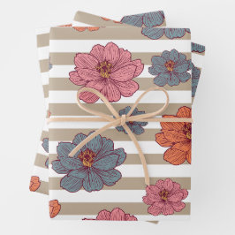 Muster für die hintere farbige Blume Geschenkpapier Set