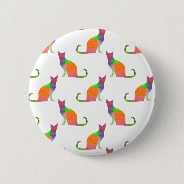 Muster für die Silhouette von niedrig polaren Katz Button (Vorderseite)
