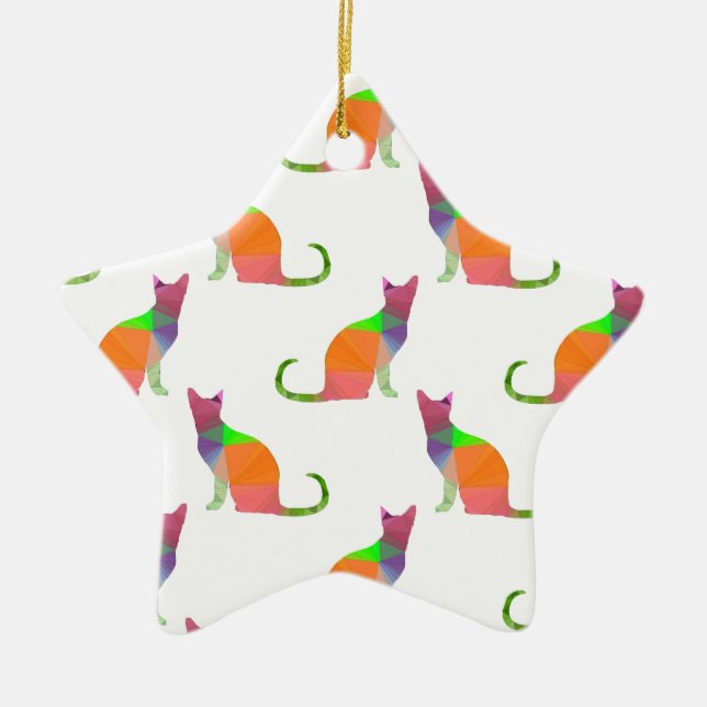 Muster für die Silhouette von niedrig polaren Katz Keramik Ornament (Vorne)