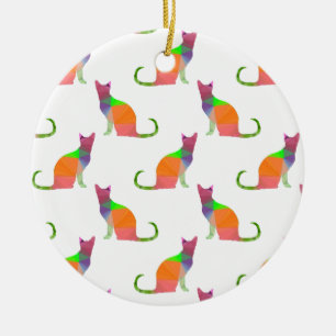 Muster für die Silhouette von niedrig polaren Katz Keramik Ornament