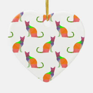 Muster für die Silhouette von niedrig polaren Katz Keramikornament