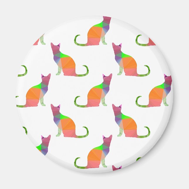 Muster für die Silhouette von niedrig polaren Katz Magnet (Vorne)